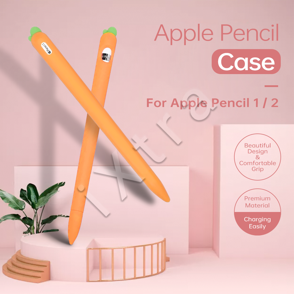 For Apple Pencil Pen 1st 2nd Gen Holder Silicone Cover iPad Carrot Case