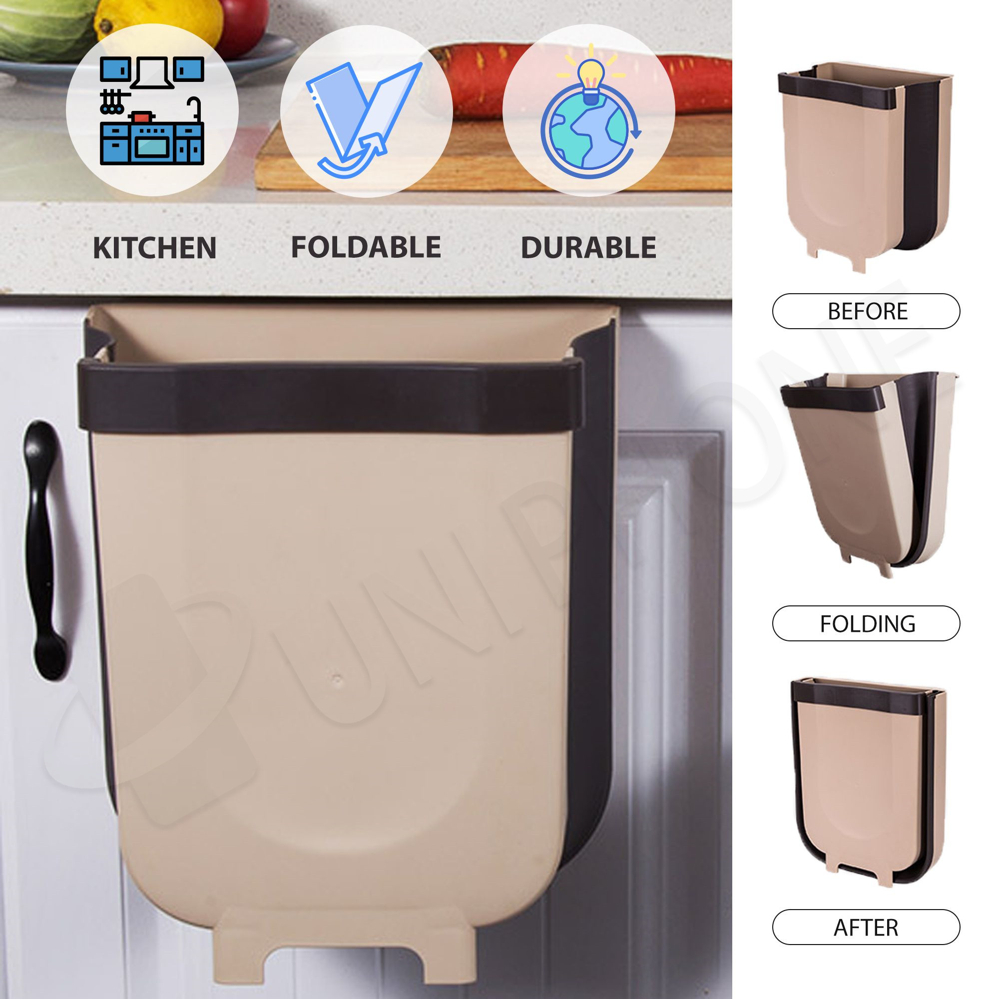 【Hanging Bin】Wall Mounted Folding Waste Bin Trash Can Kitchen Dining