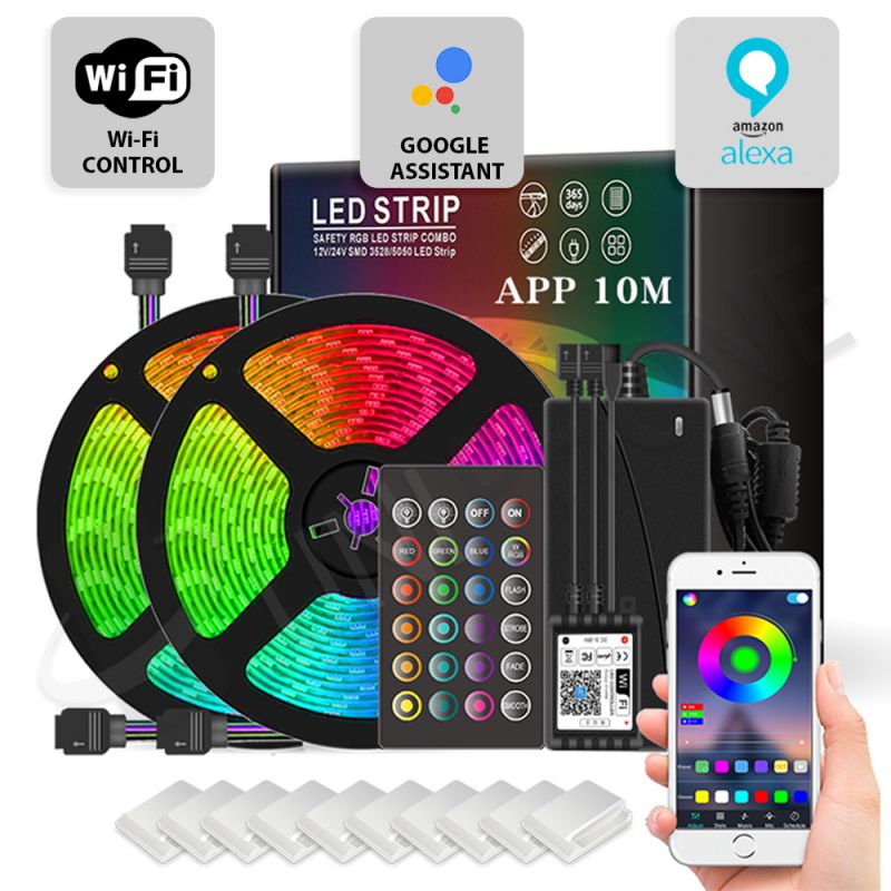 Ruban LED Sécable 5m 5050 RGB Bluetooth - Télécommande, Multicolore, IP44, 36V